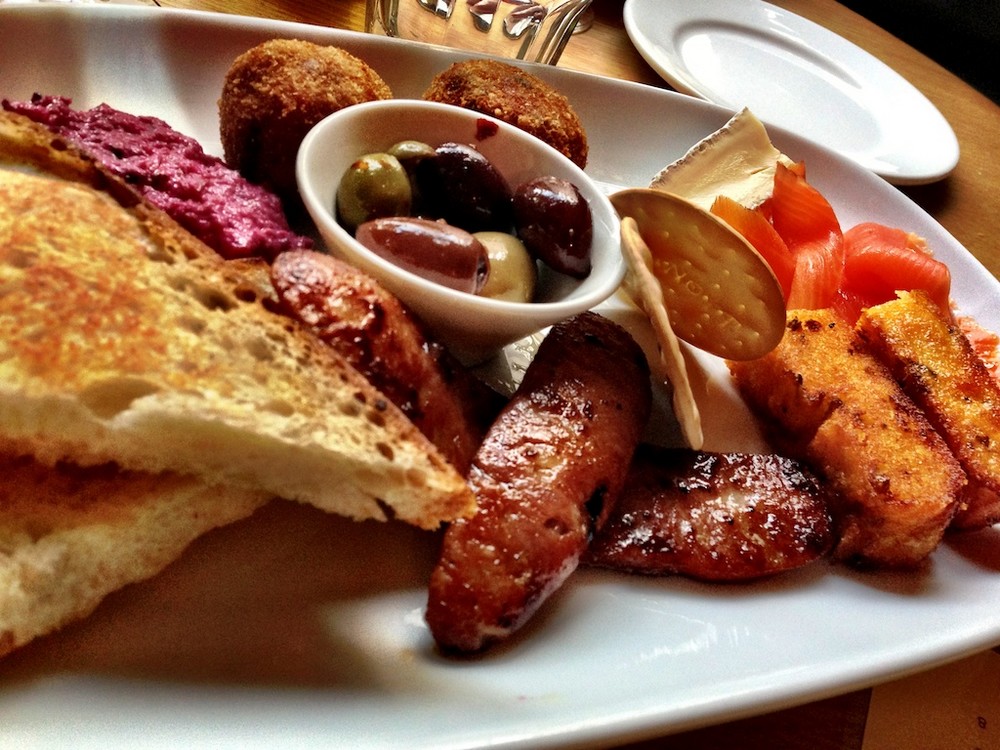 Tapas tasting plate at GLobe Cafe in Prahran