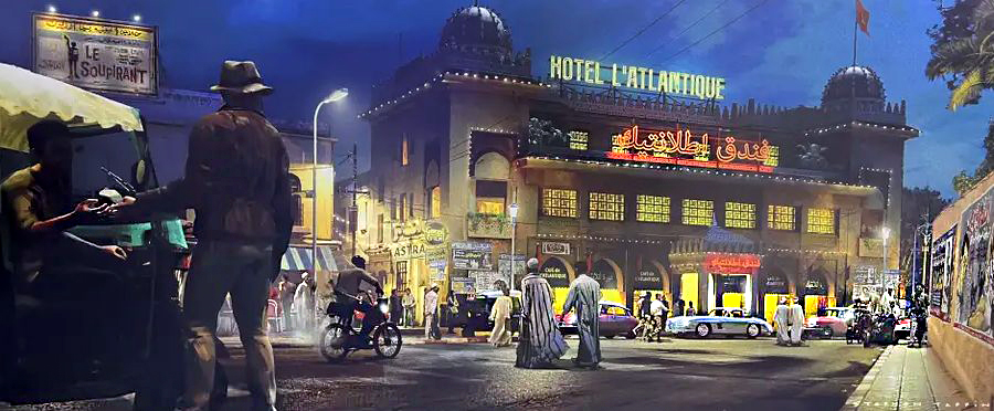 Indiana Jones 5 premier concept art hotel atlantique Plare