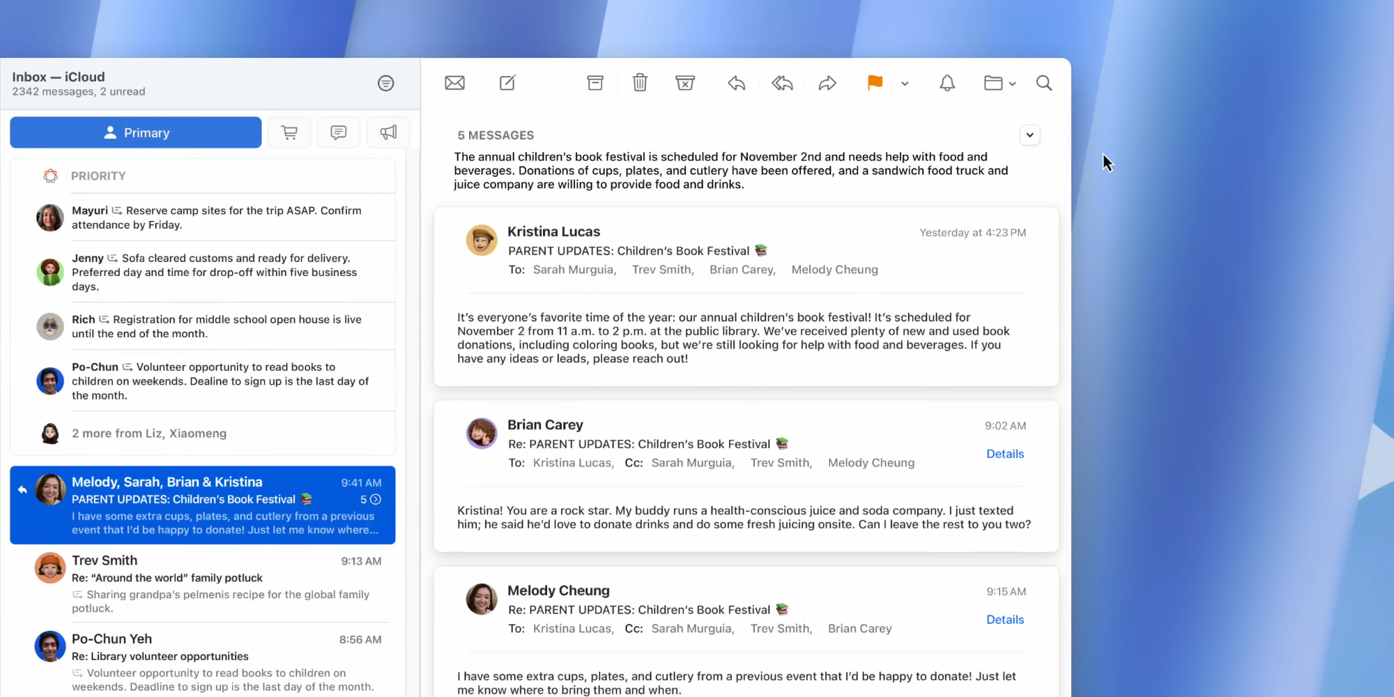 Redesign de l'application Mail dans macOS Sequoia